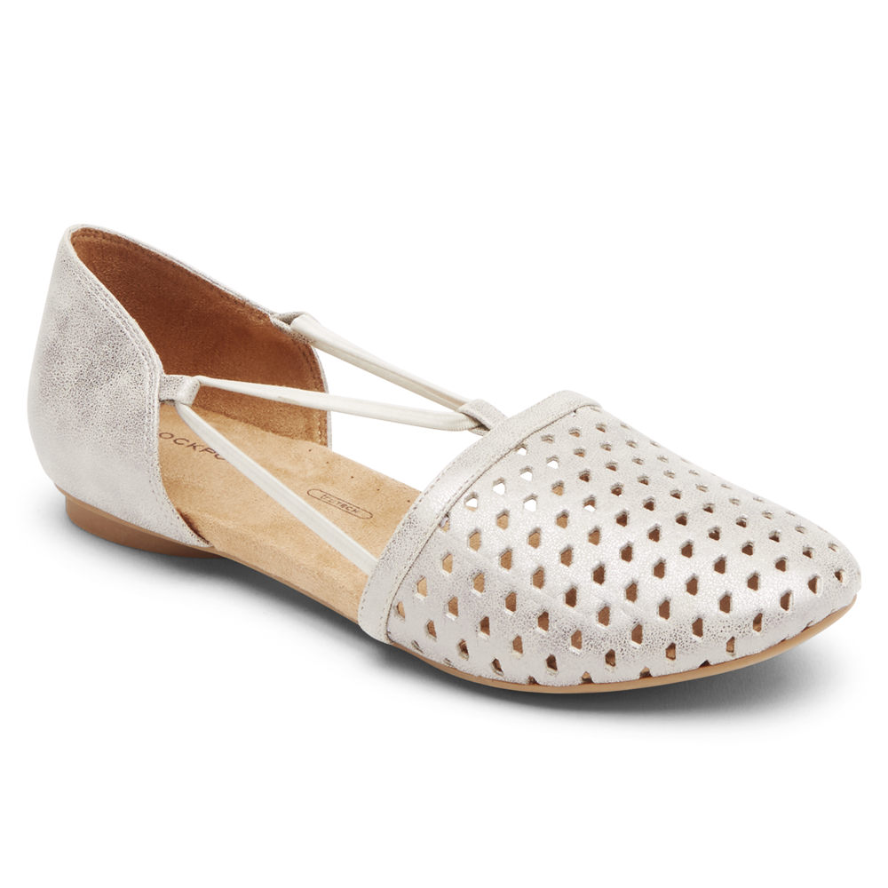 Zapatos Bajos Rockport Mujer Mexico - Reagan Perforated Blancos - THMCL6518